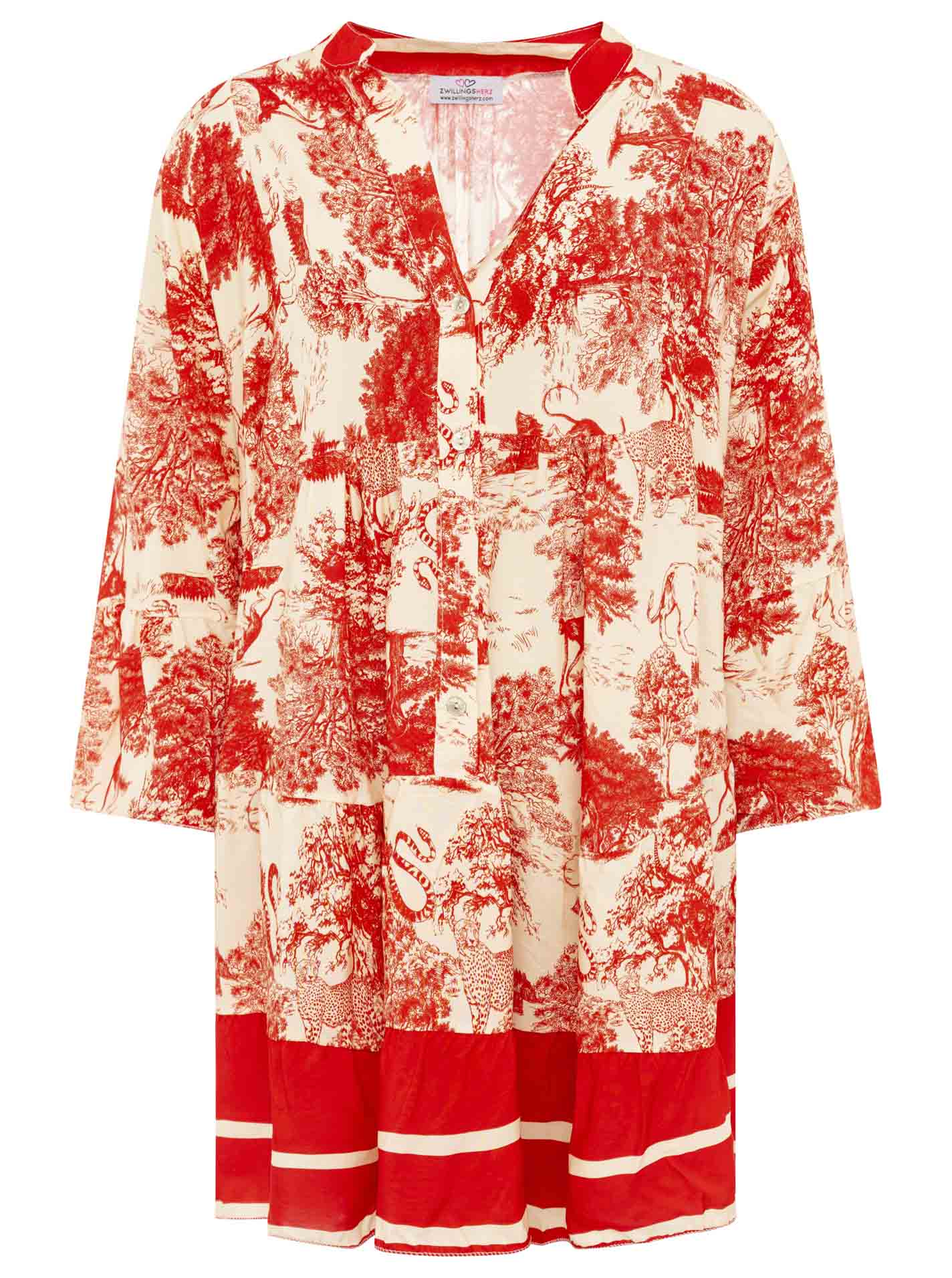 Zwillingsherz - Viskose Kleid "Safari" - Rot (SuperSale - keine Retoure)