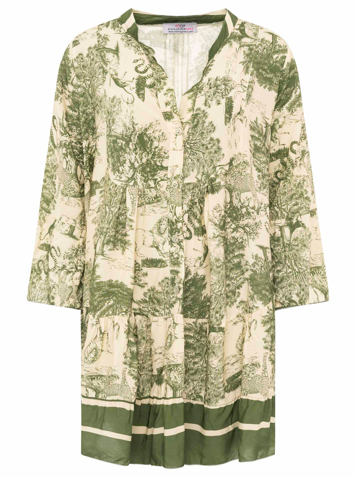 Zwillingsherz - Viskose Kleid "Safari" - Grün