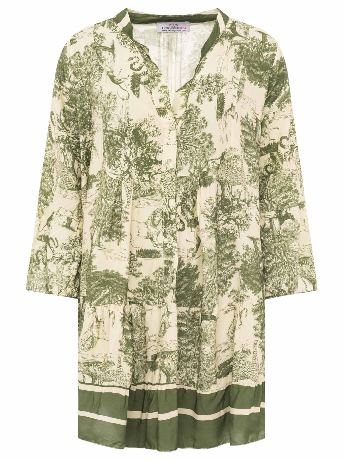 Zwillingsherz - Viskose Kleid "Safari" - Grün (SuperSale - keine Retoure)