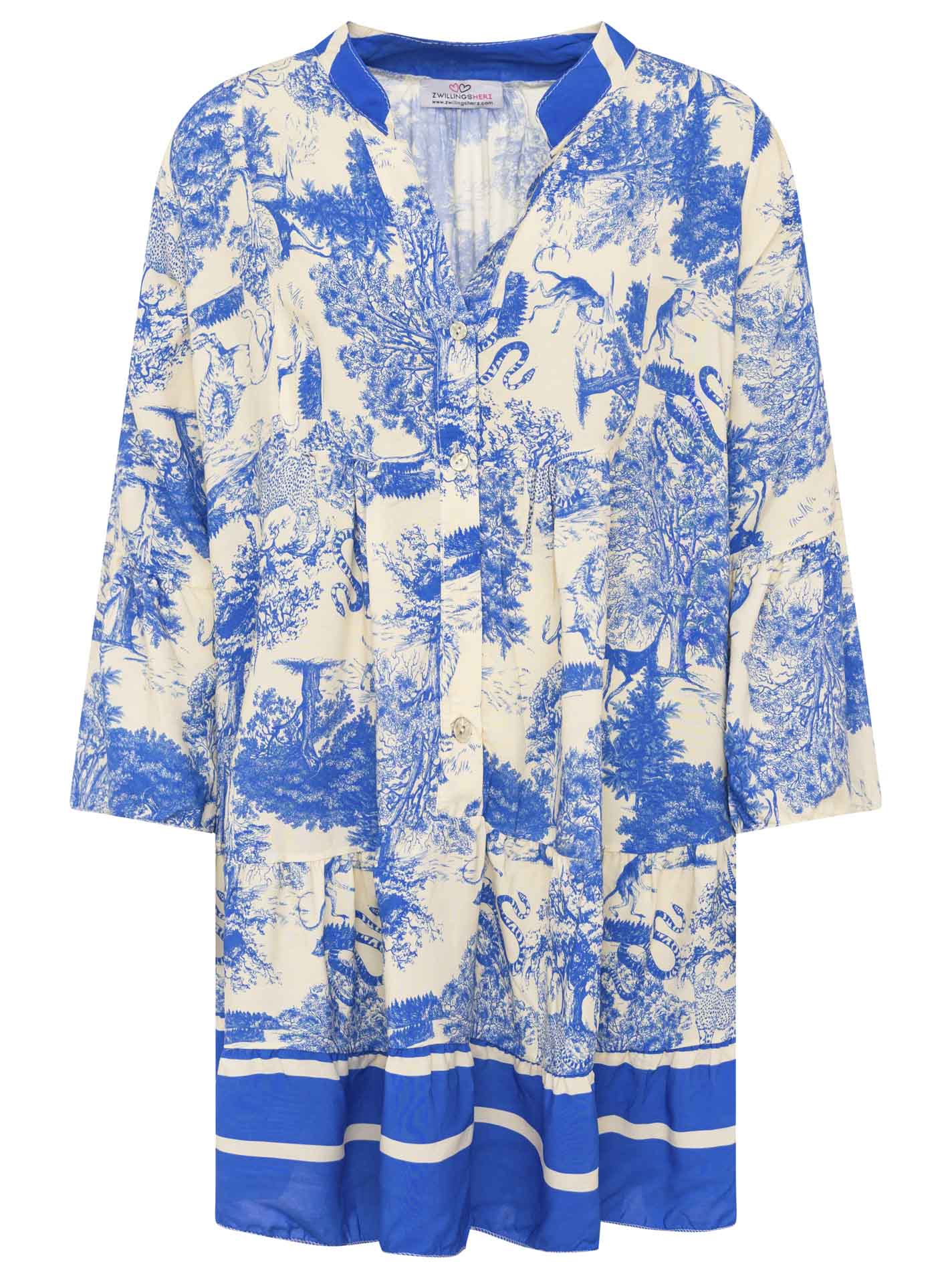 Zwillingsherz - Viskose Kleid "Safari" - Blau