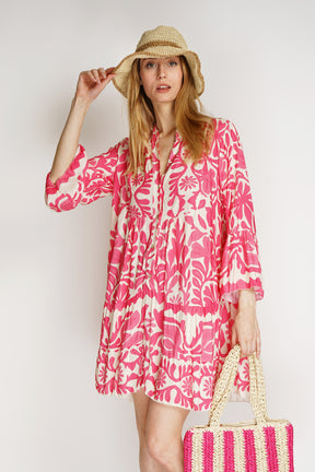 Lässig bedrucktes Kleid - Pink
