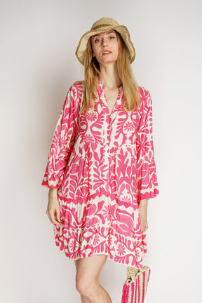 Lässig bedrucktes Kleid - Pink