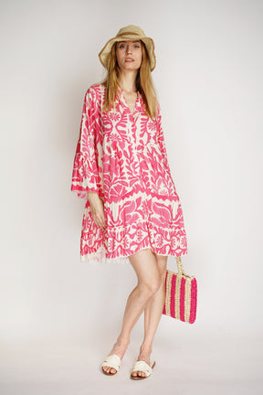 Lässig bedrucktes Kleid - Pink