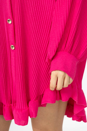 Tunika im Hemd Look mit Knopfleiste - Pink