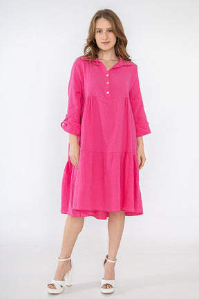 Lockeres Musselin Kleid - Pink