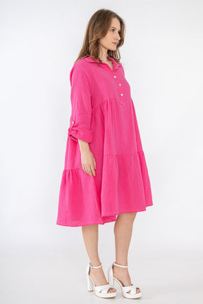 Lockeres Musselin Kleid - Pink