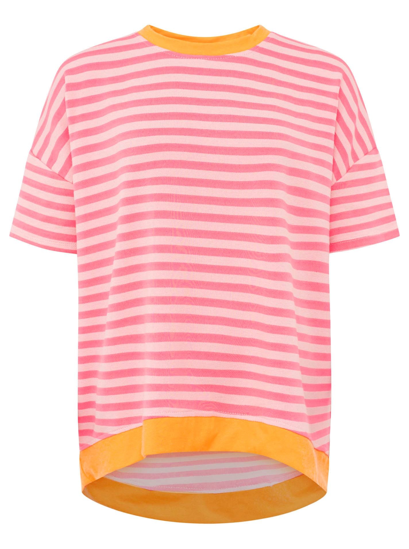 Zwillingsherz - Oversize Shirt "Neon Streifen" - Rosa/Orange