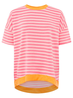 Zwillingsherz - Oversize Shirt "Neon Streifen" - Rosa/Orange