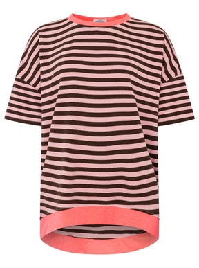 Zwillingsherz - Oversize Shirt "Neon Streifen" - Braun