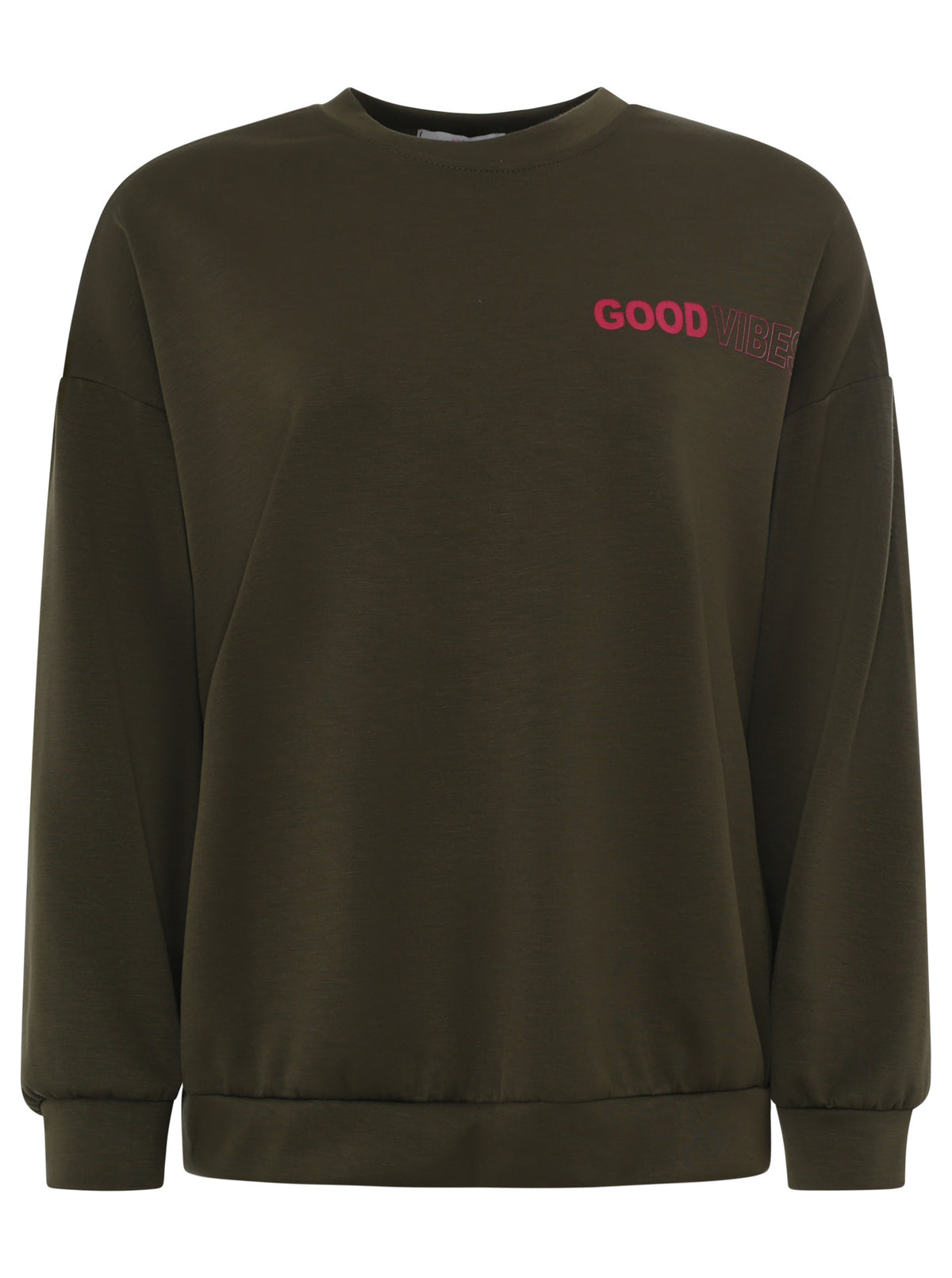Zwillingsherz - Pullover "Good Vibes Smile" - Khaki - CYBER DEAL