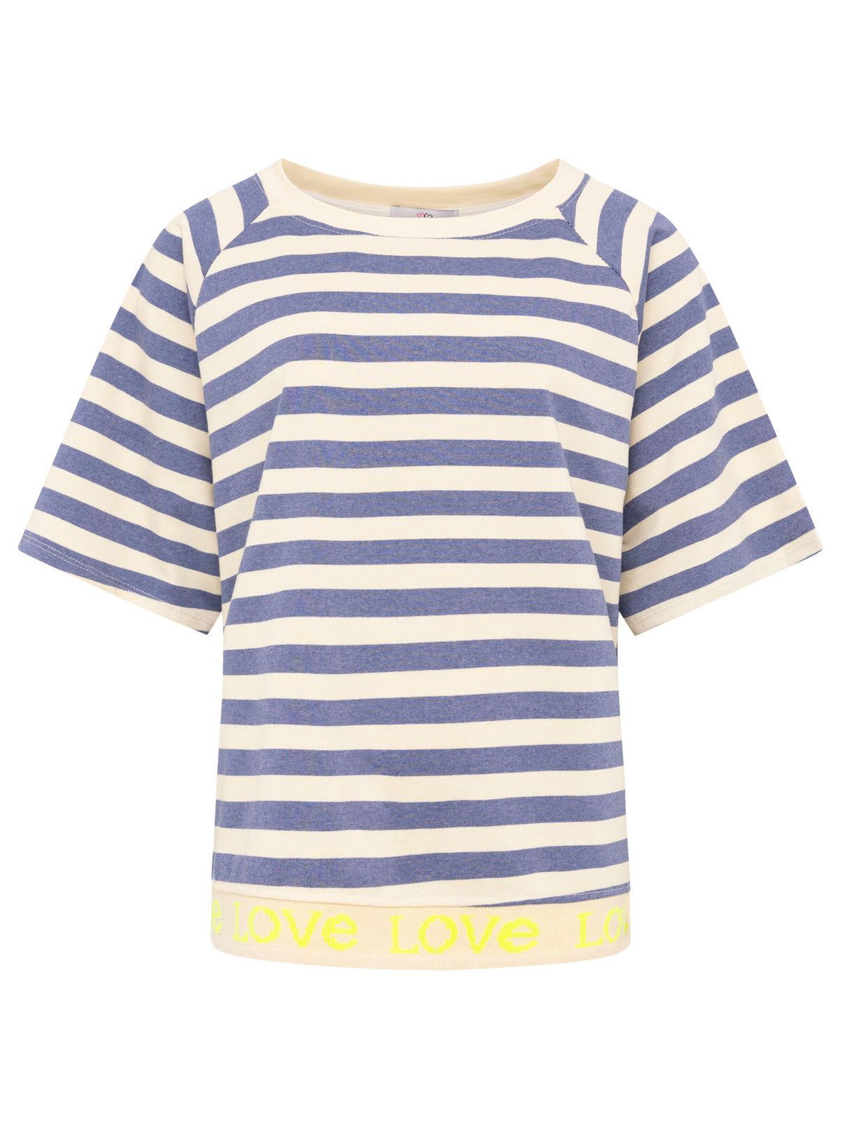 Zwillingsherz - T-Shirt "Love & Streifen" - Dunkelblau/Creme