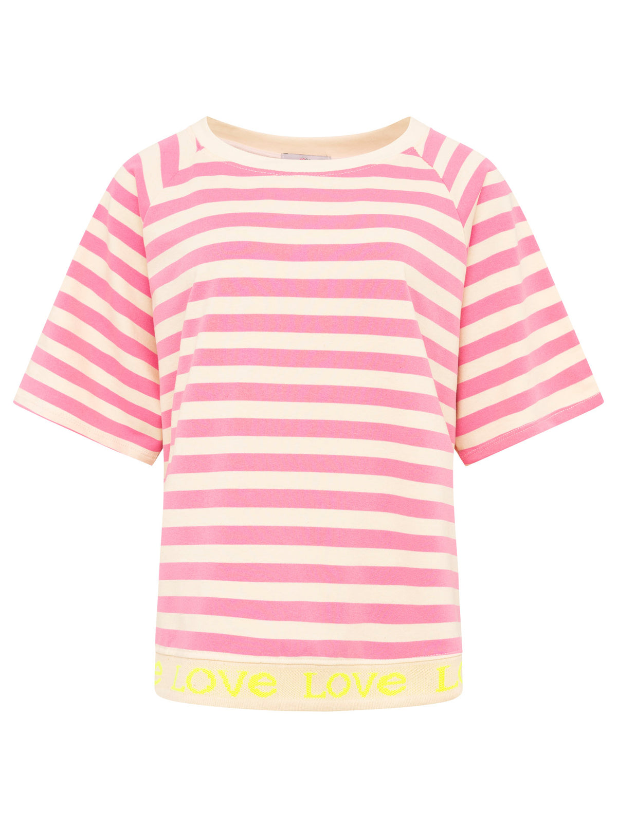 Zwillingsherz - T-Shirt "Love & Streifen" - Pink/Creme