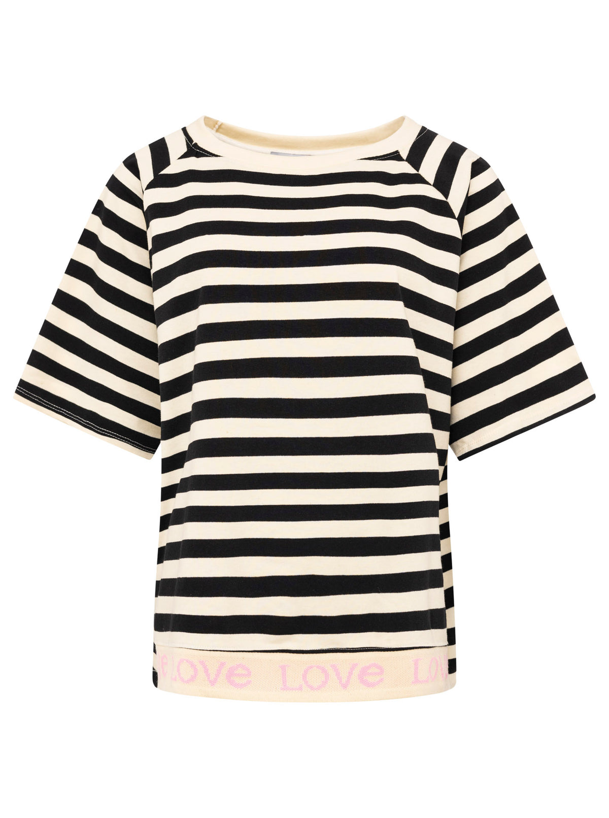 Zwillingsherz - T-Shirt "Love & Streifen" - Schwarz/Creme