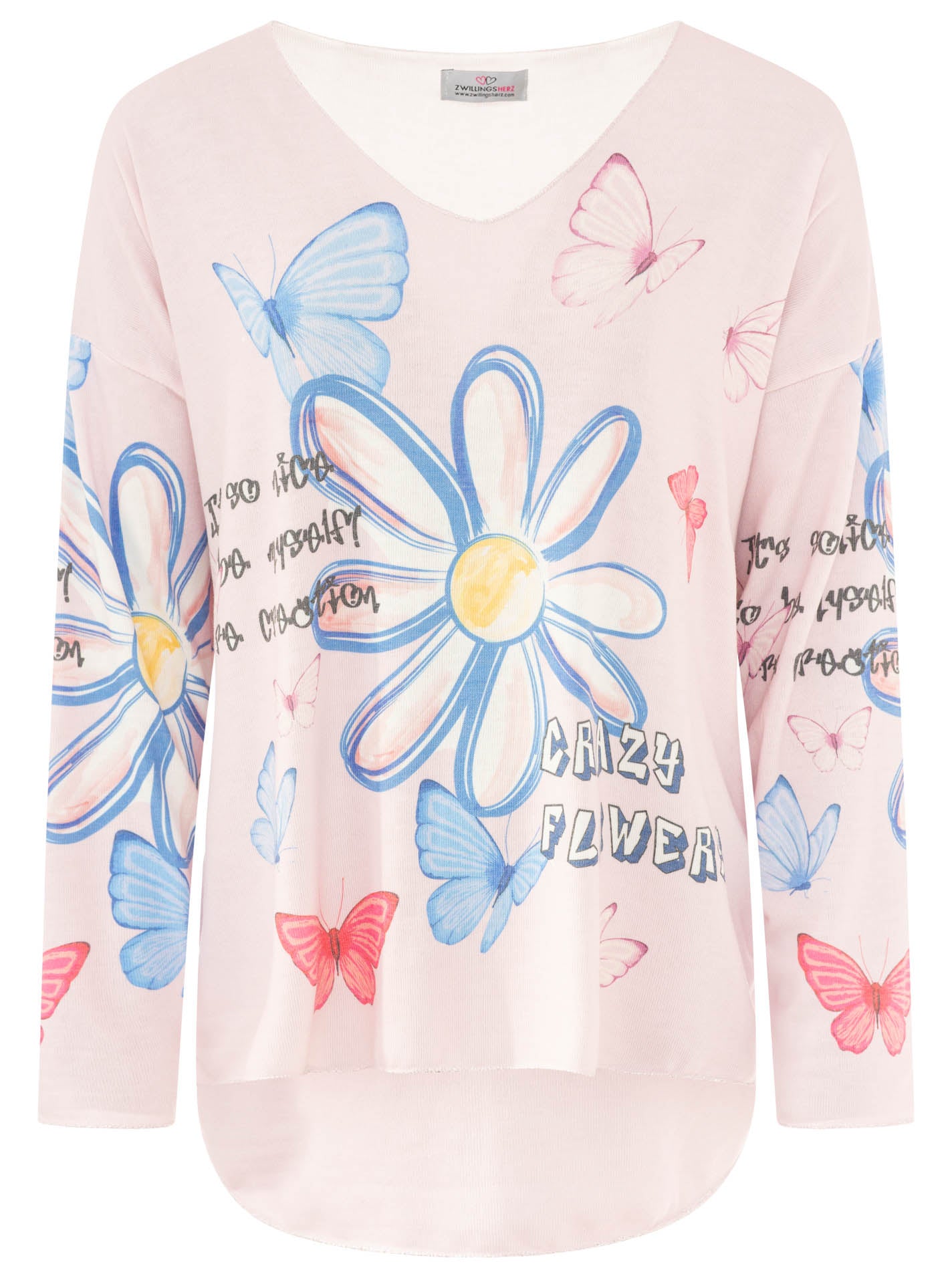 Zwillingsherz - Sweatshirt "Crazy Flower" - Rosa