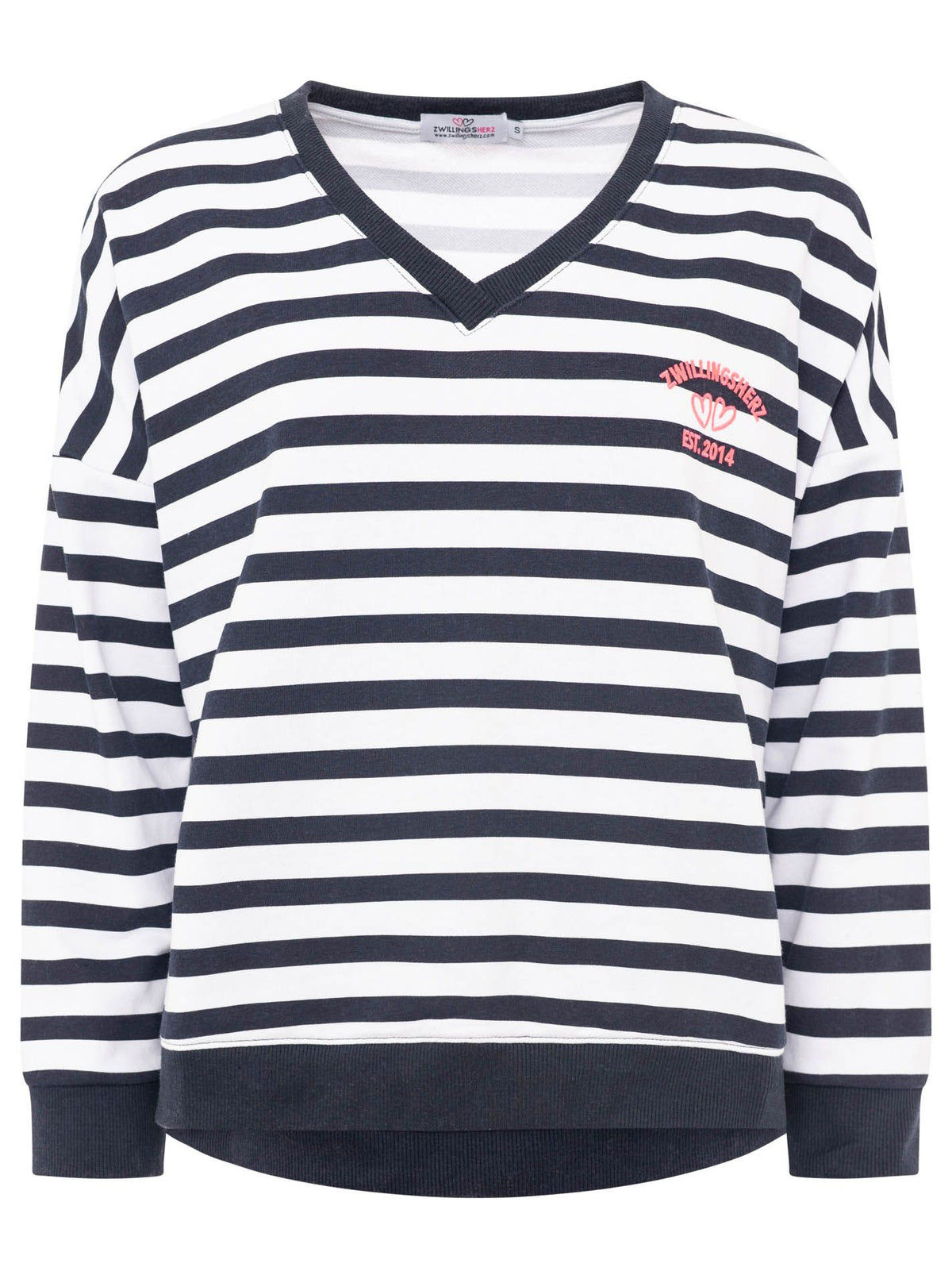 Zwillingsherz - V-Neck "Streifen ZH" - Marine