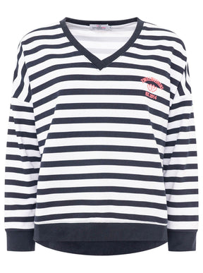 Zwillingsherz - V-Neck "Streifen ZH" - Marine