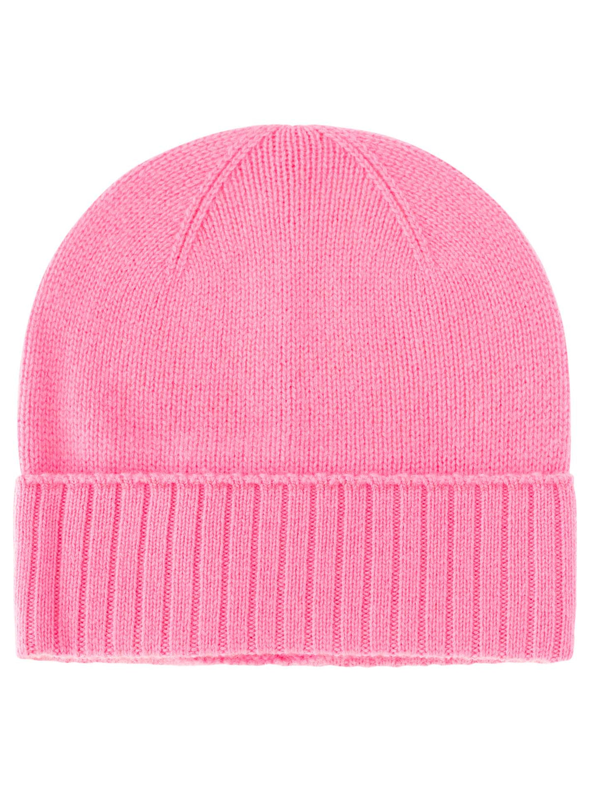 Zwillingsherz 100% Kaschmir-Mütze in Pink mit geripptem Umschlag – weich und wärmend