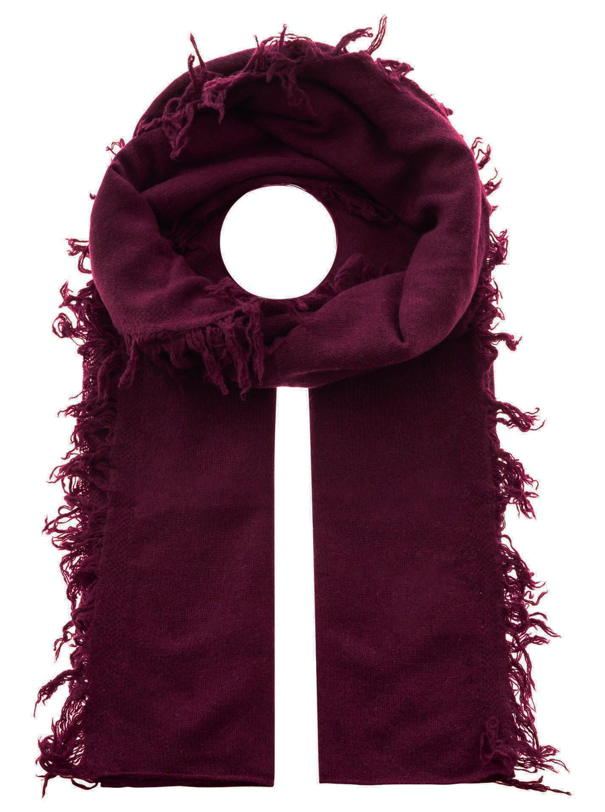 Zwillingsherz 100% Cashmere/Kaschmir Fransenschal - Bordeaux
