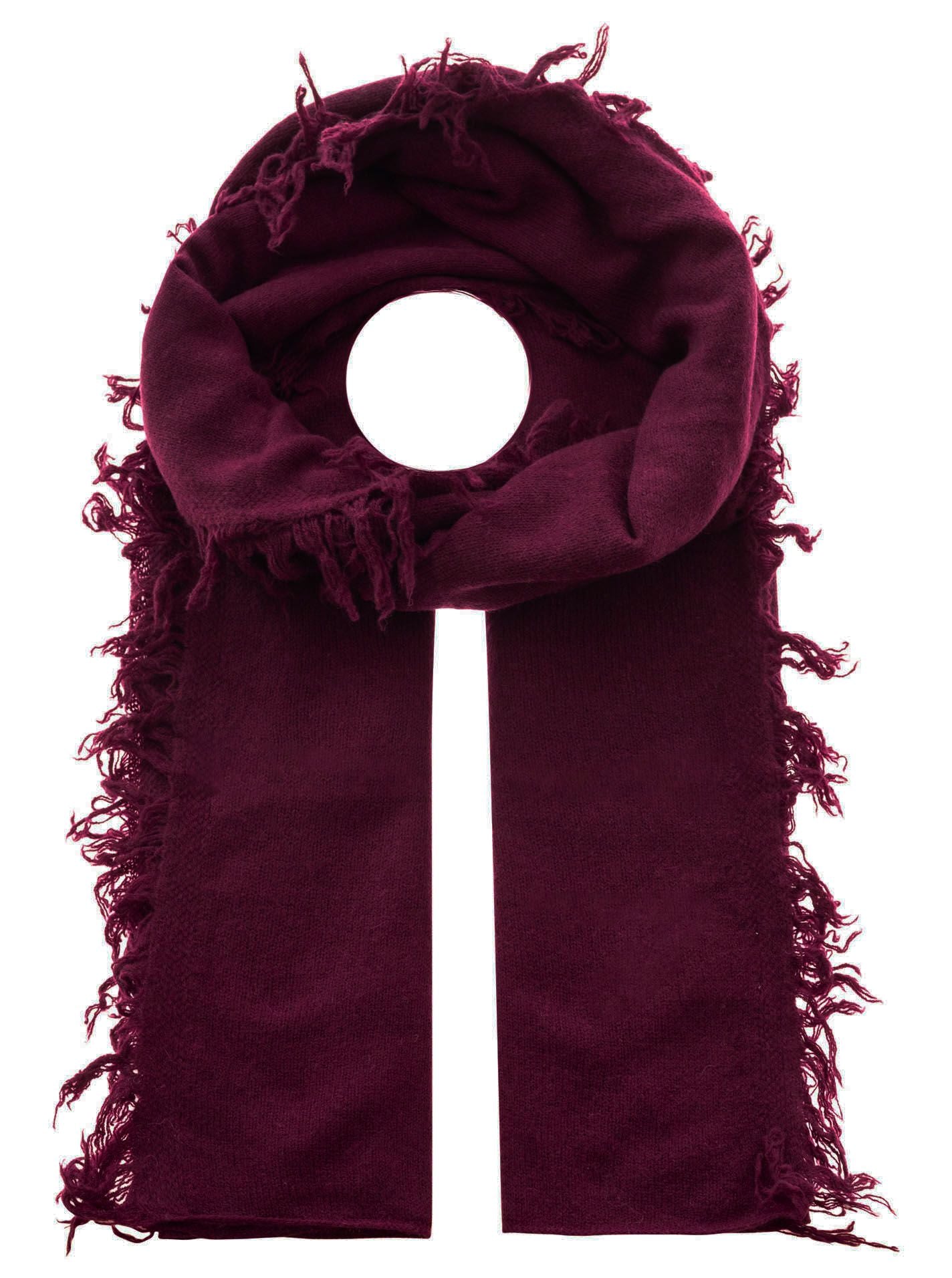 Zwillingsherz 100% Cashmere/Kaschmir Fransenschal - Bordeaux