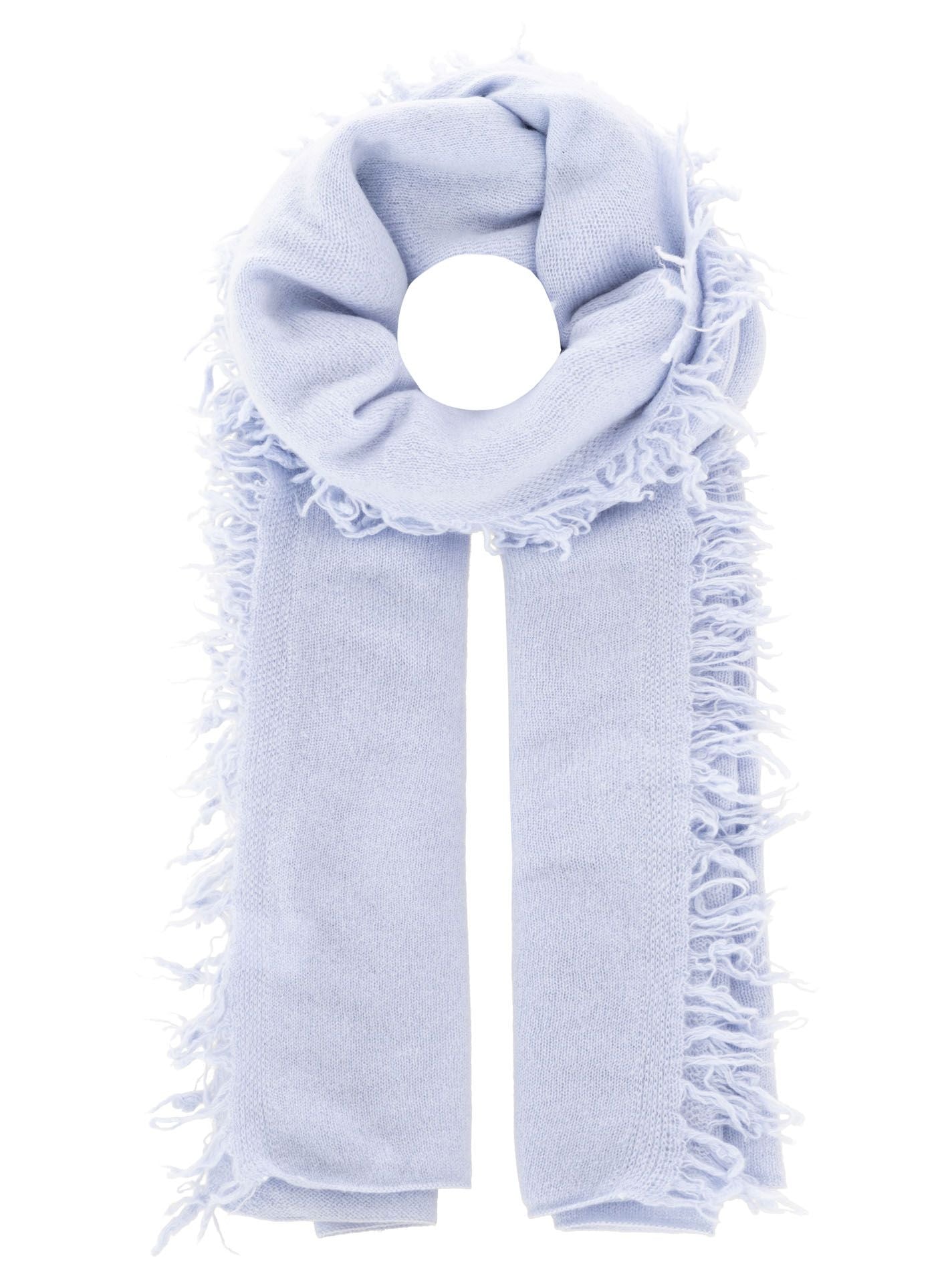Zwillingsherz 100% Cashmere/Kaschmir Fransenschal - Hellblau