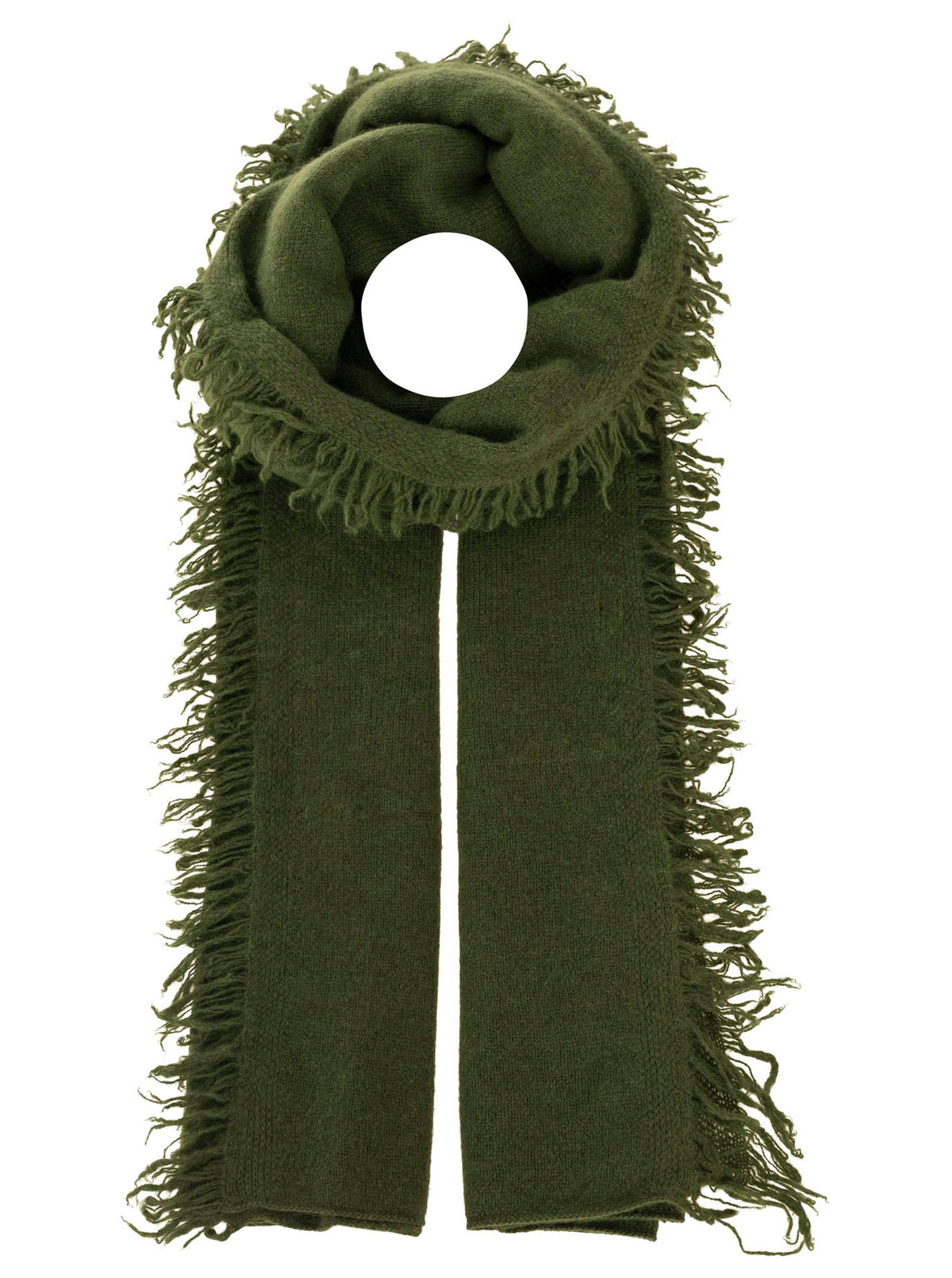 Zwillingsherz 100% Cashmere/Kaschmir Fransenschal - Olive