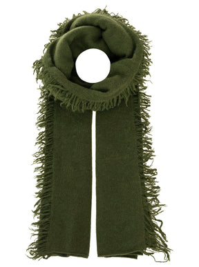 Zwillingsherz 100% Cashmere/Kaschmir Fransenschal - Olive
