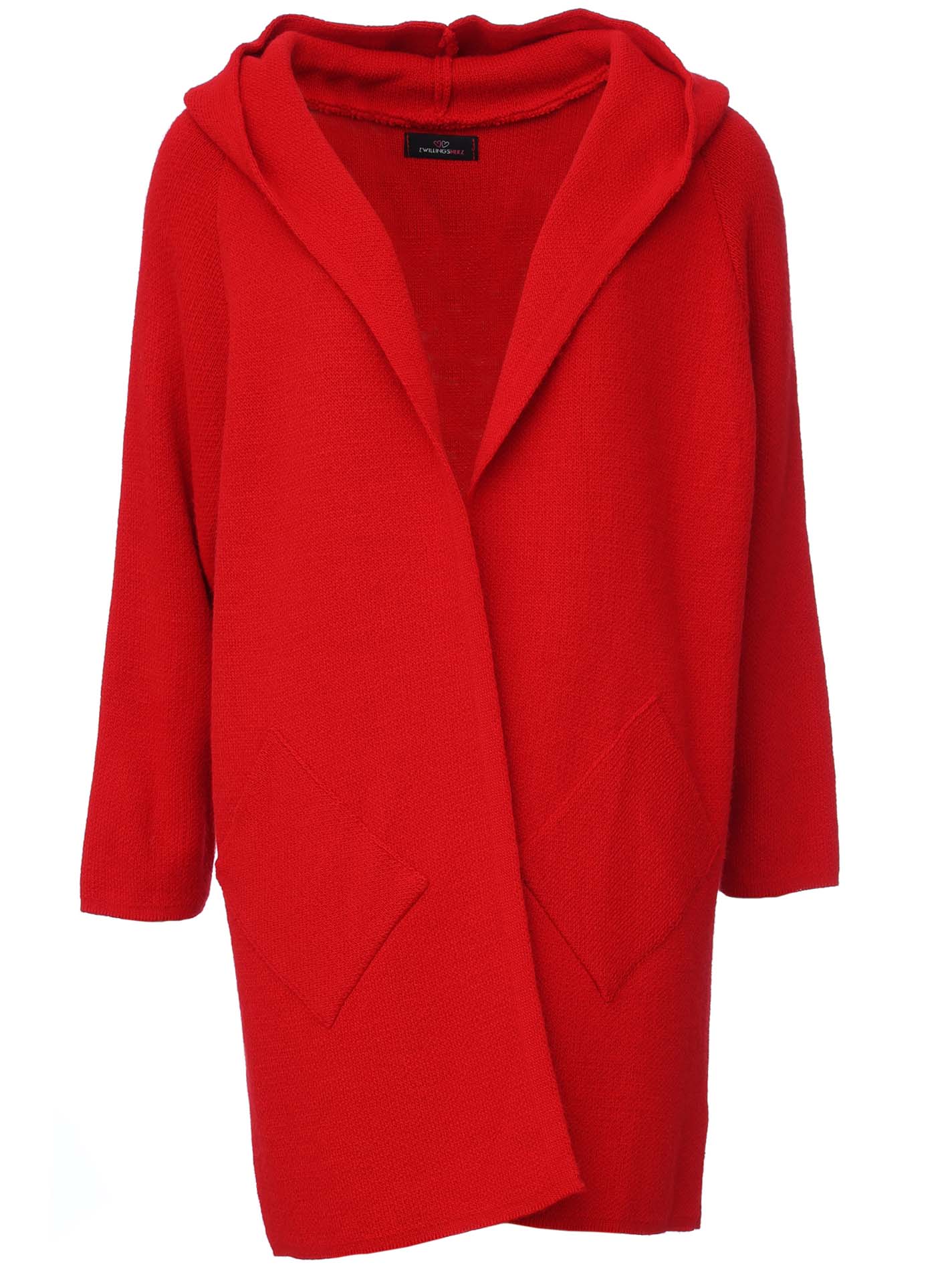 Zwillingsherz - Hochwertige Strickjacke mit Kapuze Annabell - Rot