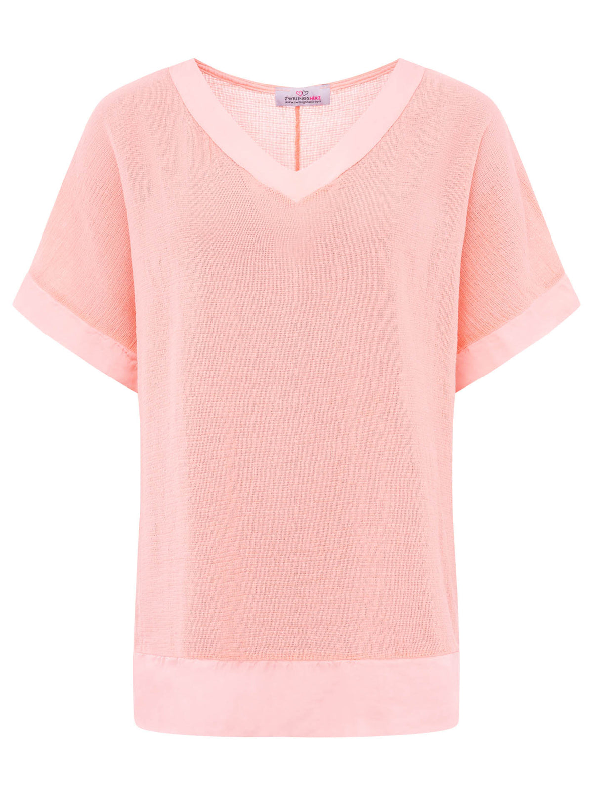 Zwillingsherz - Oversized Bluse mit Satinbund - Apricot