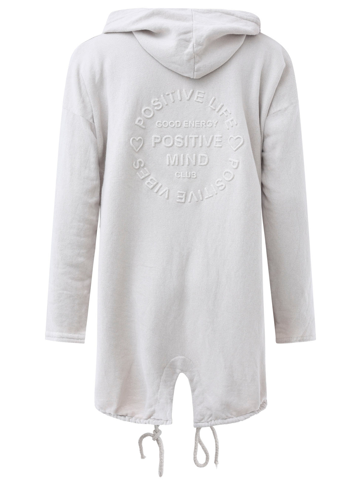 Zwillingsherz -  Hoodiemantel "Positive Mind" - Creme/Weiß