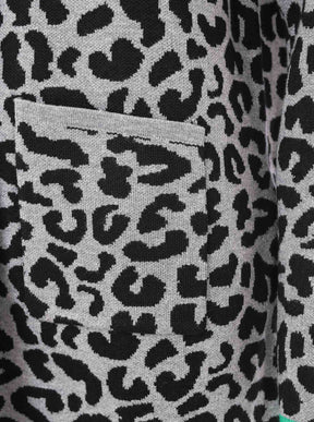 Zwillingsherz Strickjacke Leo/Leopard - Schwarz/Grau/Grün