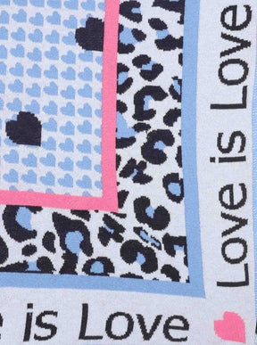 Zwillingsherz Schal - Dreieckstuch "Love is love" Baumwolle - Leo Blau/Pink