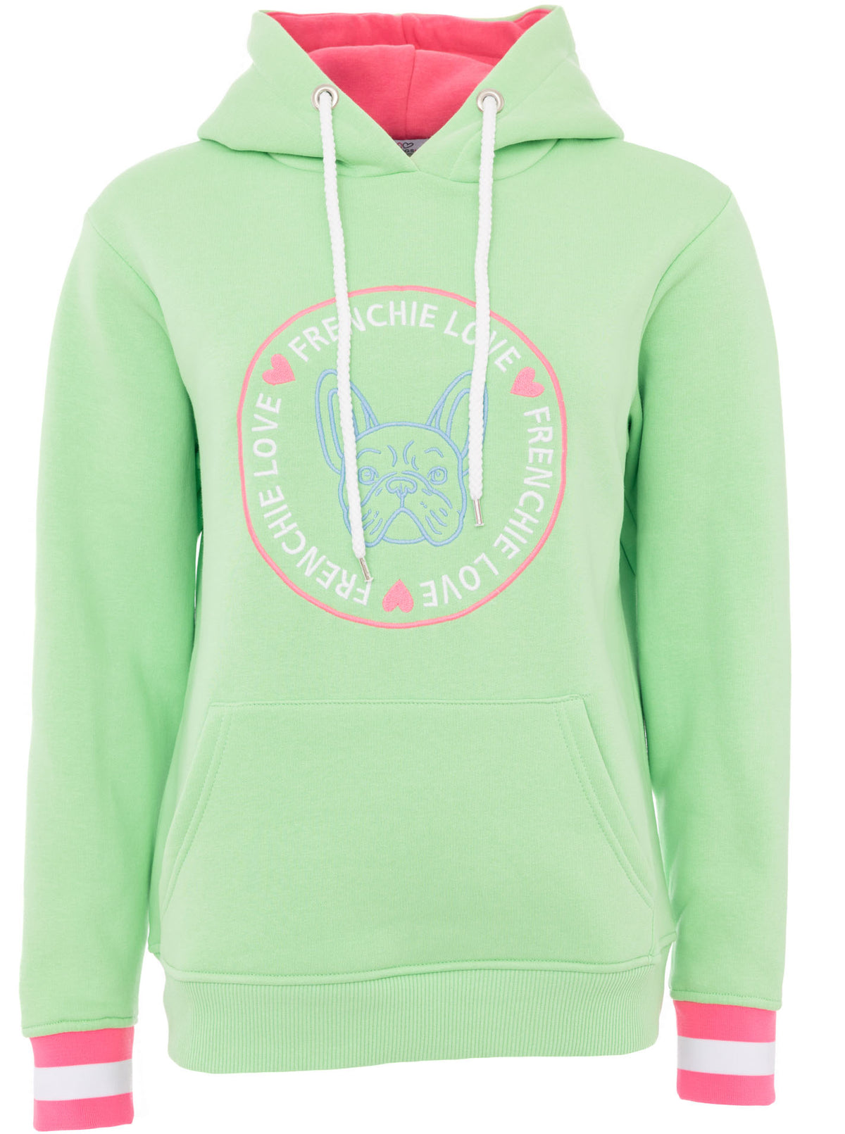 Zwillingsherz - Hoodie Neu "Frenchie Love" - Limette