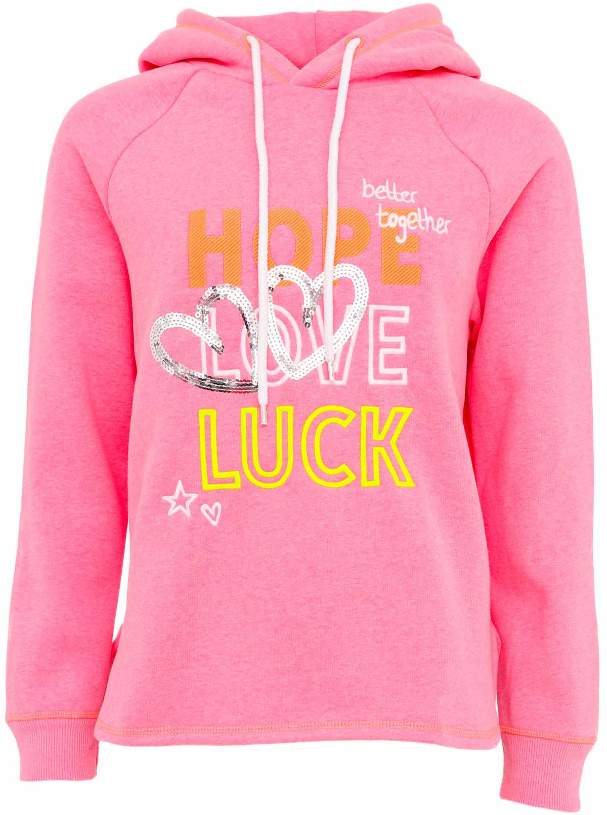 Zwillingsherz - Hoodie mit Pailletten "Hope Love Luck" - Pink (Neu) - CYBER DEAL
