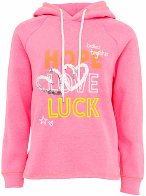 Zwillingsherz - Hoodie mit Pailletten "Hope Love Luck" - Pink (Neu) - CYBER DEAL