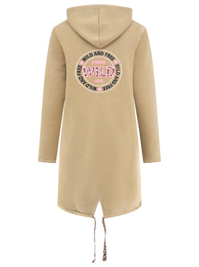 Zwillingsherz - Hoodiemantel "Wild strong and free" - Khaki