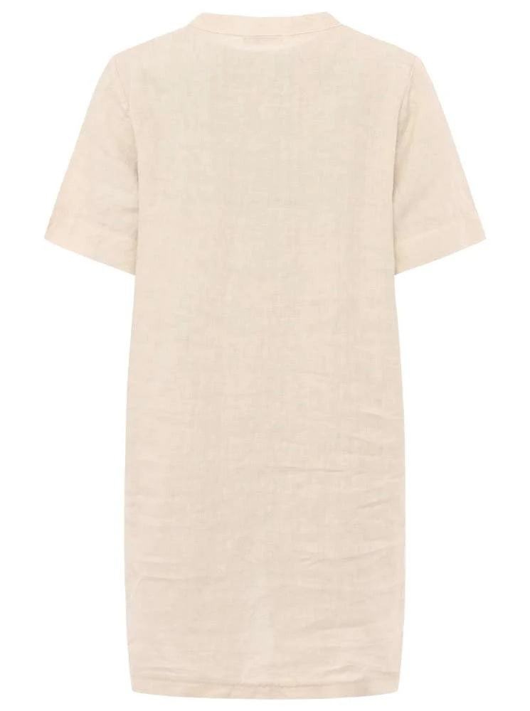Zwillingsherz Tunika Kleid 100 % Leinen "V-Ausschnitt" Beige