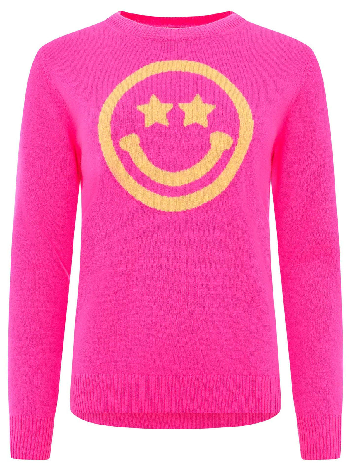 Zwillingsherz - 100% Cashmere/Kaschmir Pullover "Happy Smiley" - Pink/Orange