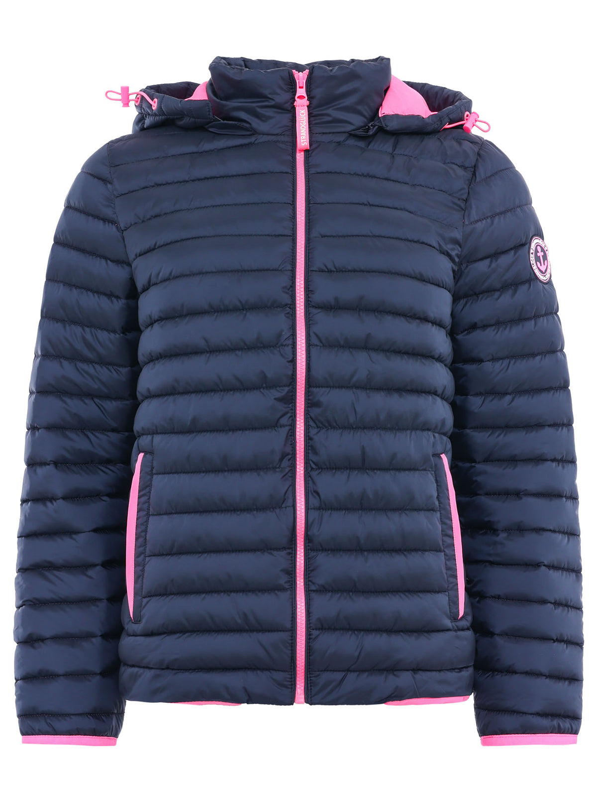Zwillingsherz - Steppjacke Kurz Anker Strandglück Moin - Dunkelblau/Pink