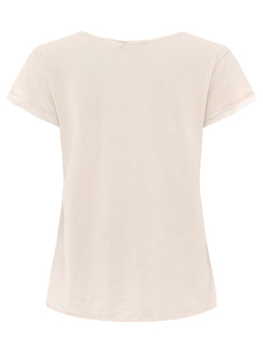 Zwillingsherz Damen T-Shirt in Hellbeige, Rückansicht