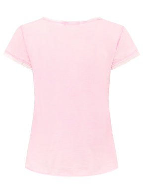 Zwillingsherz Damen T-Shirt in Rosa, Rückansicht – Modell ‚Positive Mind
