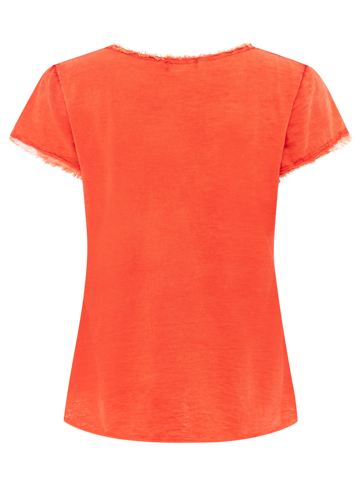 Zwillingsherz Damen T-Shirt in Koralle, Rückansicht – Modell Positive Mind