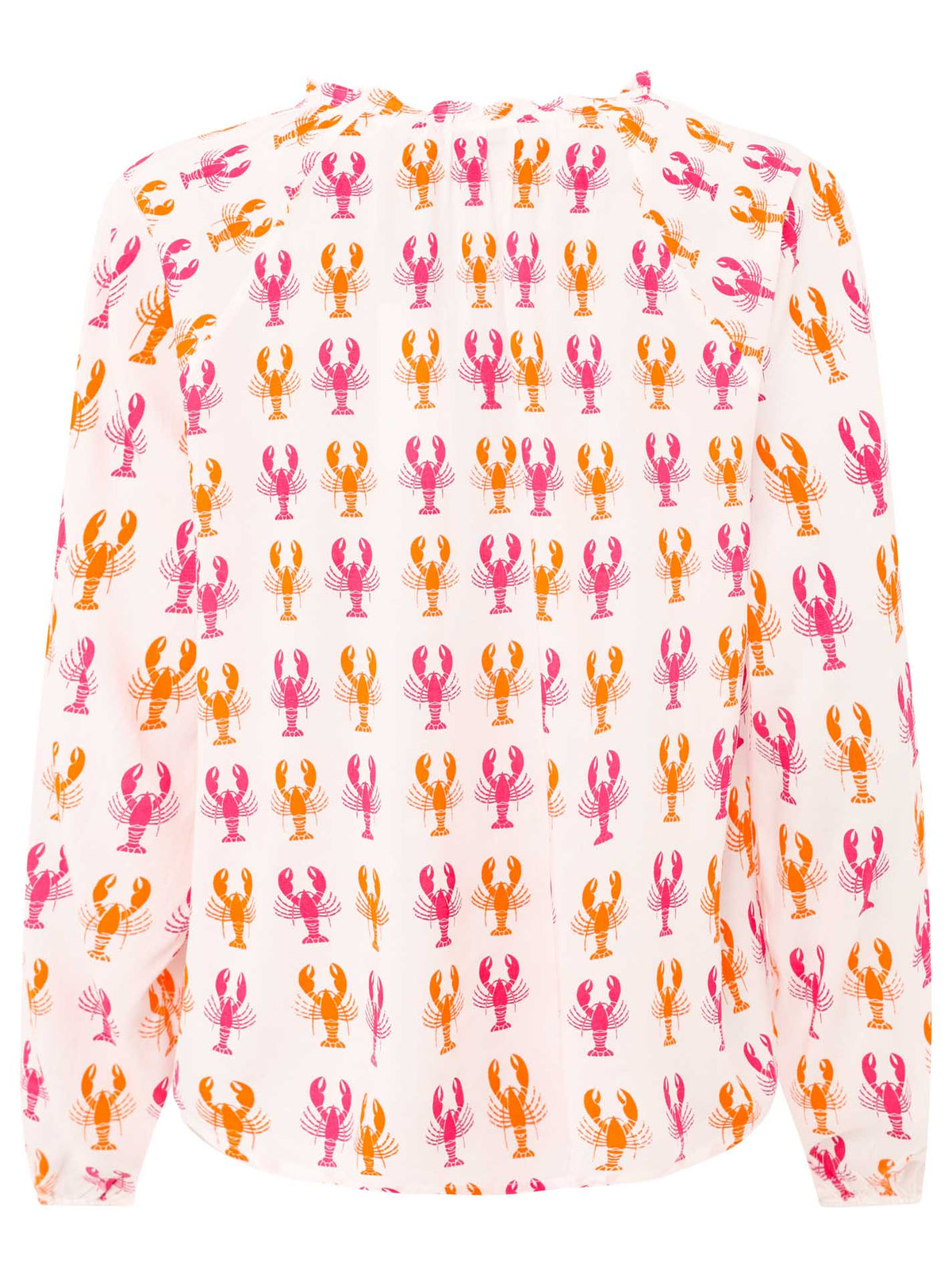Zwillingsherz Bluse Lobster mit Hummer-Muster, Rückenansicht