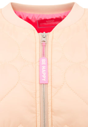 Detailansicht der Zwillingsherz Bomberjacke Be Happy in Beige – hochwertige Verarbeitung und feine Materialien