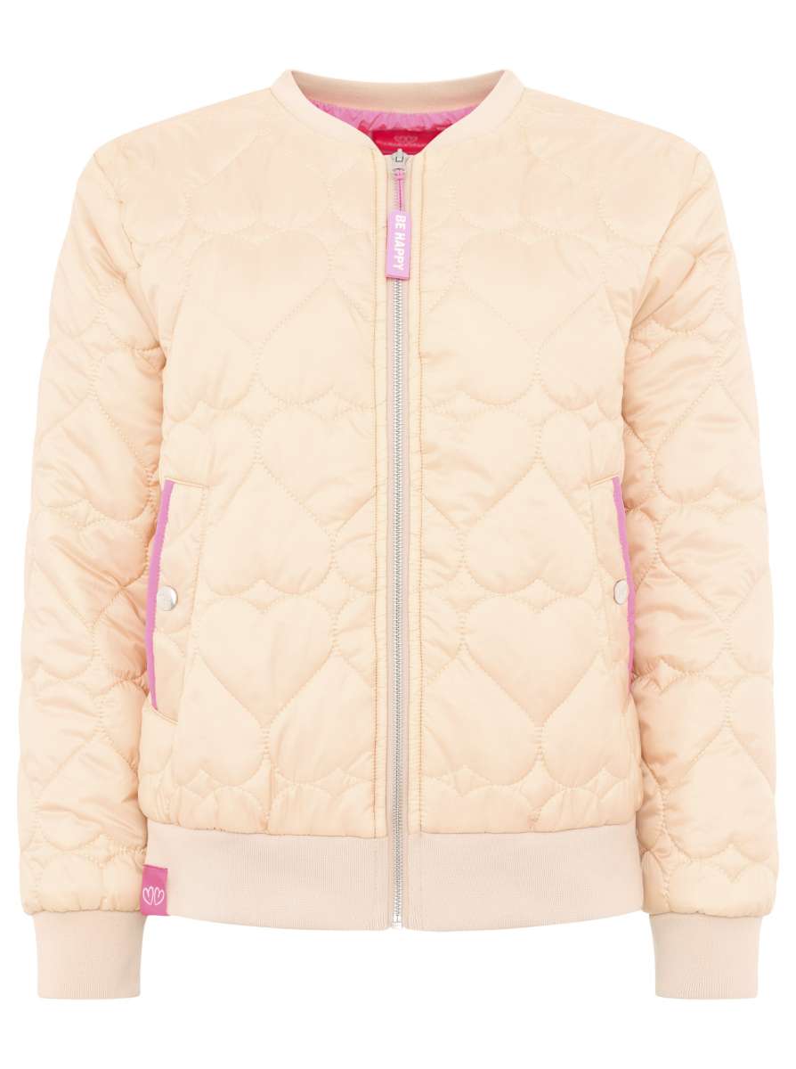 Zwillingsherz Bomberjacke Be Happy in Beige – stylische Damenjacke für jede Gelegenheit