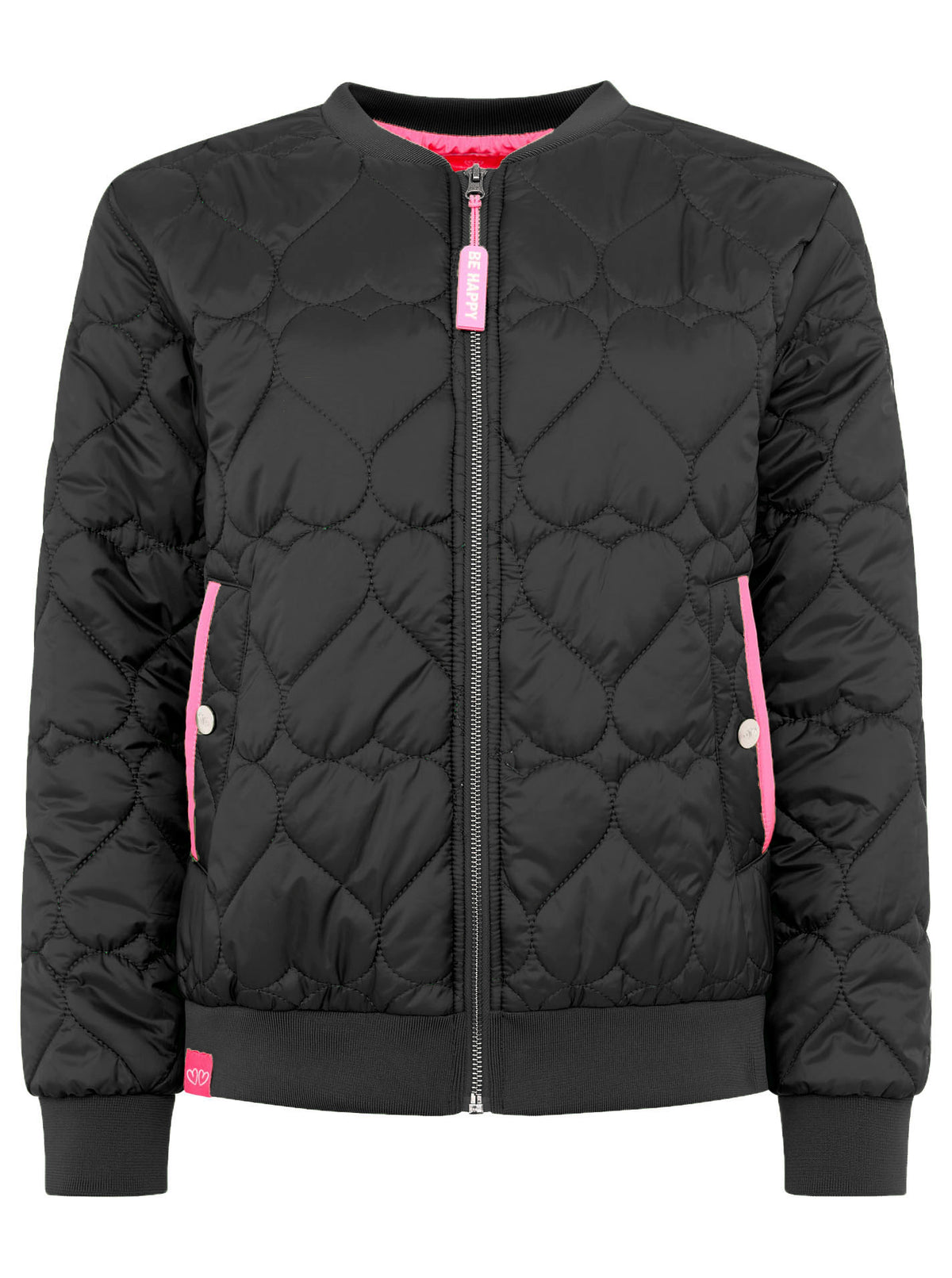 Zwillingsherz Bomberjacke Be Happy in Schwarz – modische Damenjacke mit lässigem Look