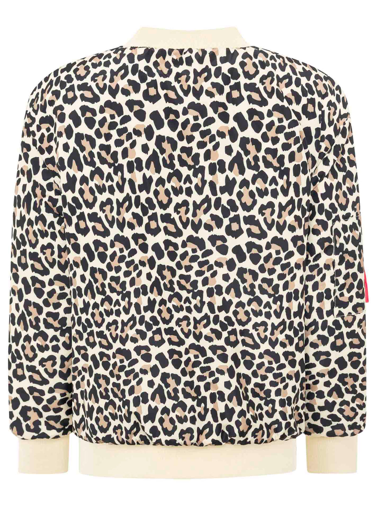Zwillingsherz Bomberjacke Wild at Heart in Beige/Schwarz, Rückansicht mit Rippbündchen an Ärmeln und Saum