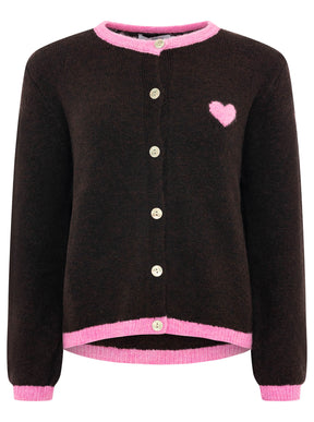 Zwillingsherz - Wollcardigan Herz - Braun