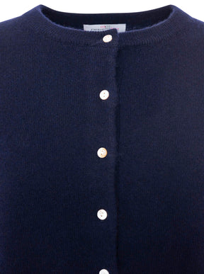 Zwillingsherz Kaschmir Strickjacke Perlmutt (100% Cashmere) - Dunkelblau