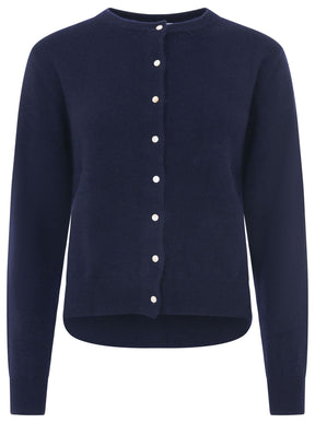 Zwillingsherz Kaschmir Strickjacke Perlmutt (100% Cashmere) - Dunkelblau