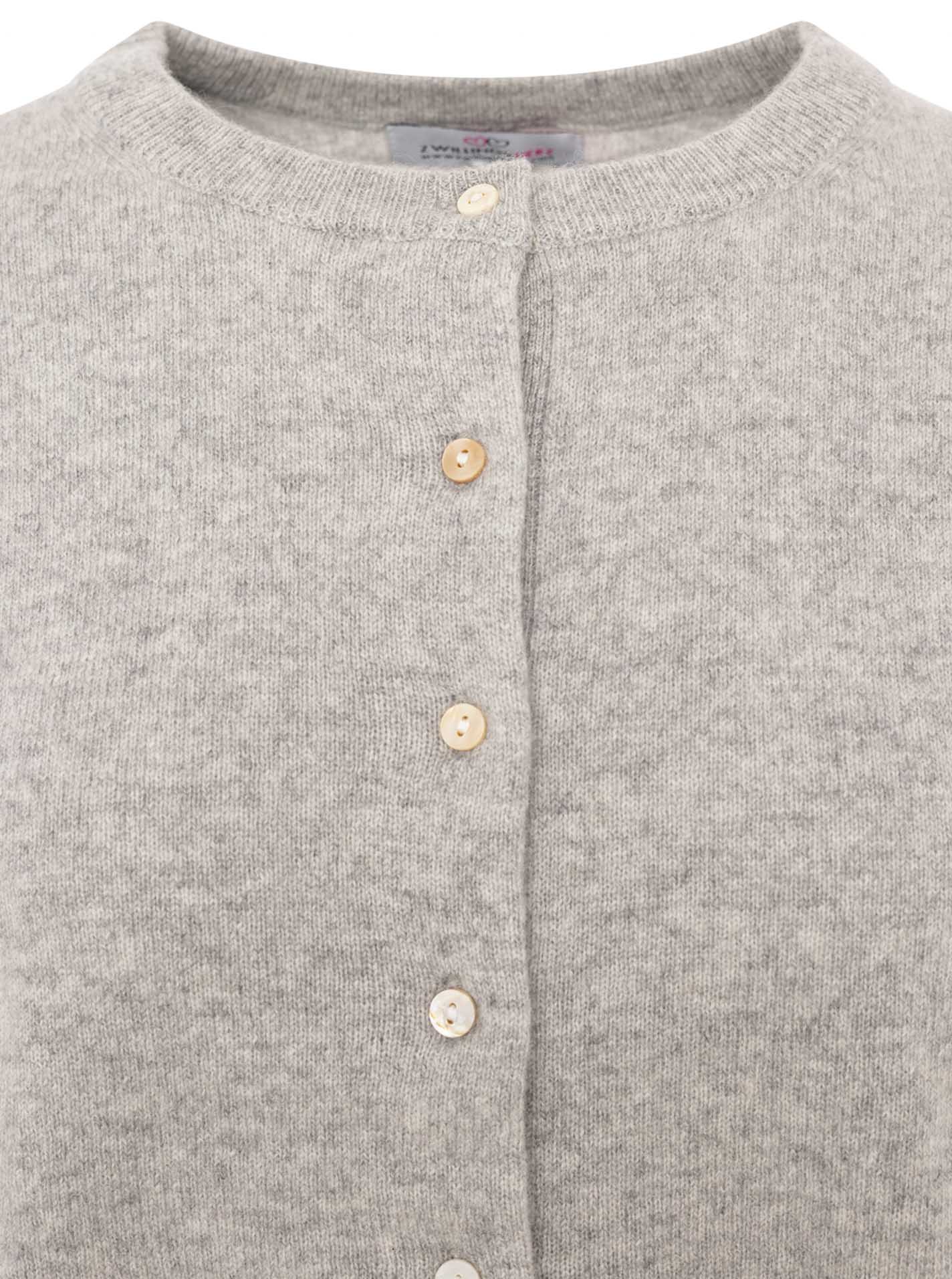 Zwillingsherz Kaschmir Strickjacke Perlmutt (100% Cashmere) - Hellgrau